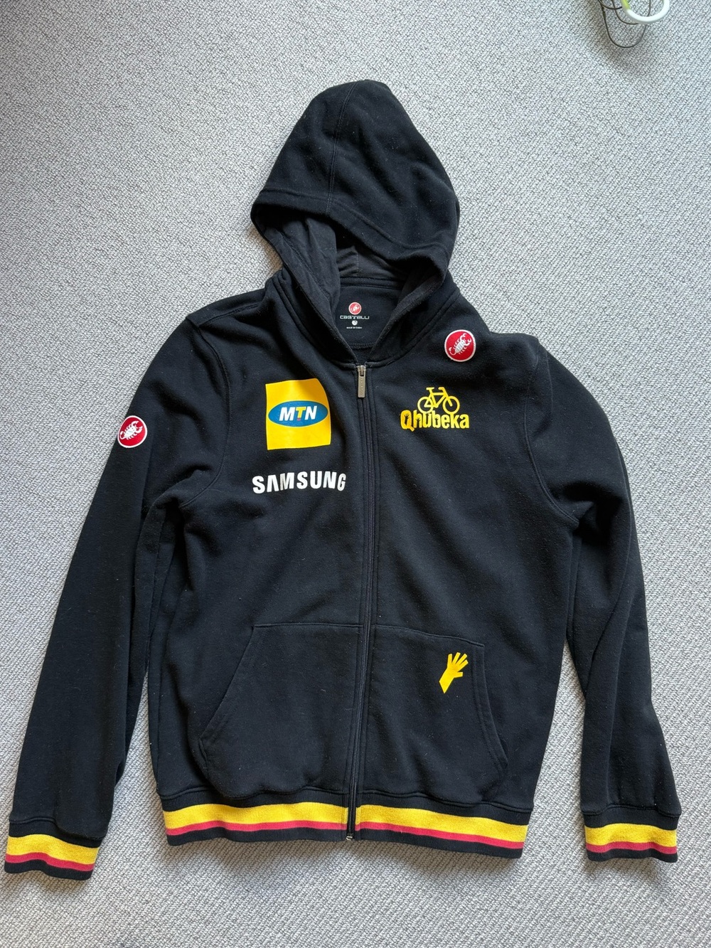 Qhubeka Team Hoodie with MTN & Samsung Logos - Black/Yellow